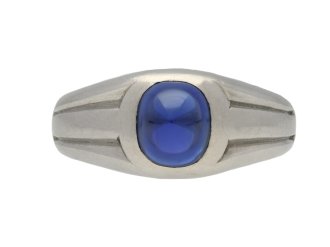 Art Deco Burmese sapphire ring, circa 1930. 