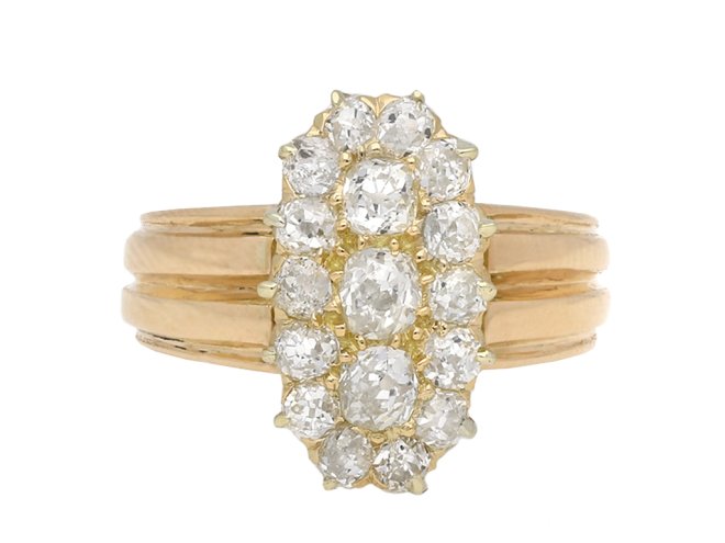 Victorian marquise diamond cluster ring berganza hatton garden