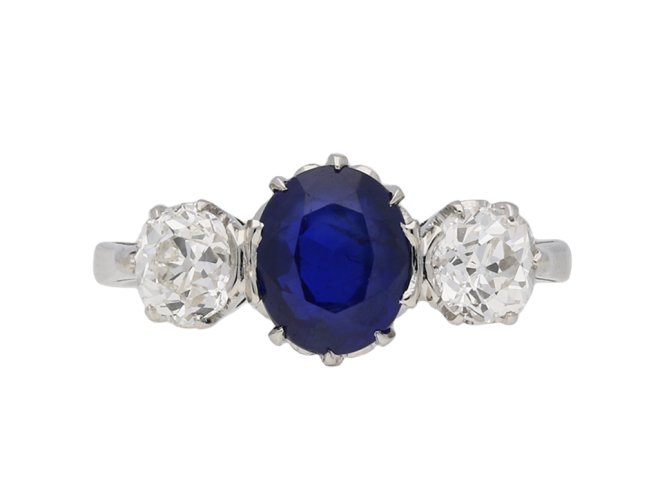 Edwardian Burmese sapphire diamond ring berganza hatton garden