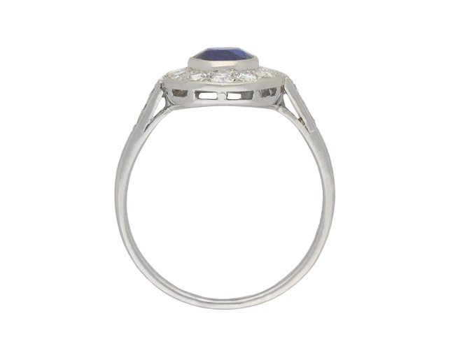 Sapphire and diamond cluster ring, circa 1920. Hatton Garden