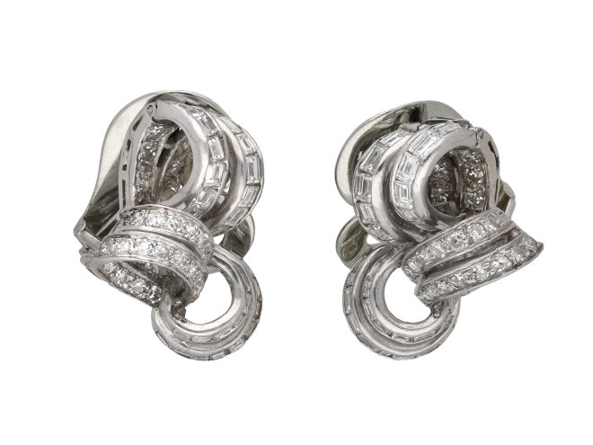 Diamond night and day bow clip earrings berganza hatton garden