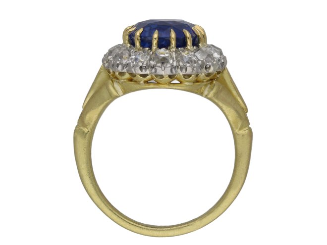 Ceylon sapphire and diamond cluster ring berganza hatton garden