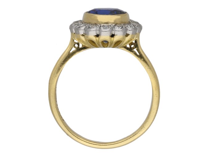 Burmese sapphire and diamond cluster ring berganza hatton garden