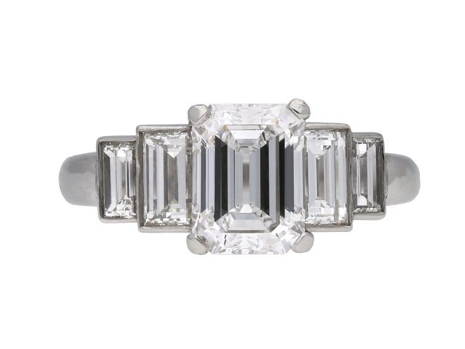 Vintage emerald cut diamond solitaire ring berganza hatton garden