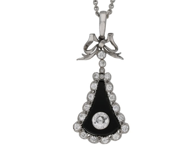 Art Deco diamond and onyx pendant berganza hatton garden