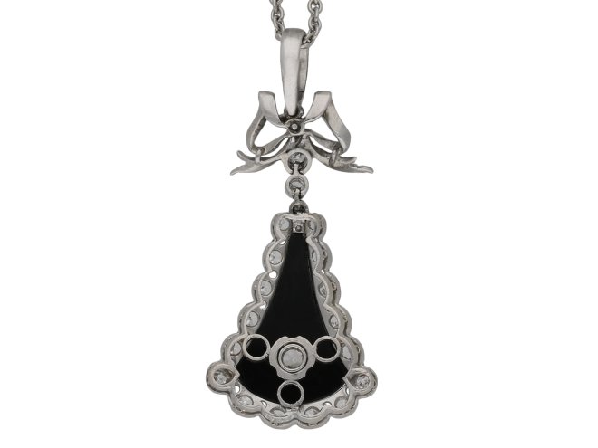 Art Deco diamond and onyx pendant berganza hatton garden