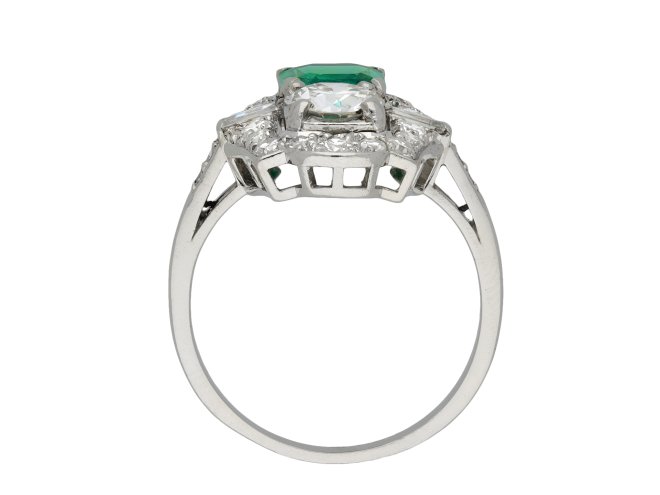 Colombian emerald diamond two stone cluster ring hatton garden