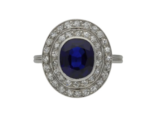 Belle Époque sapphire diamond cluster ring berganza hatton garden