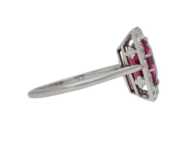 Art Deco pink spinel and diamond ring berganza hatton garden