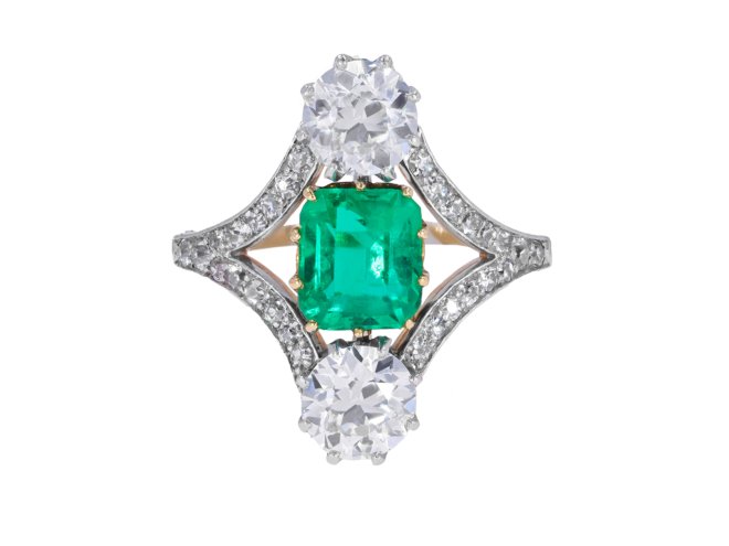 Colombian emerald diamond cluster ring berganza hatton garden