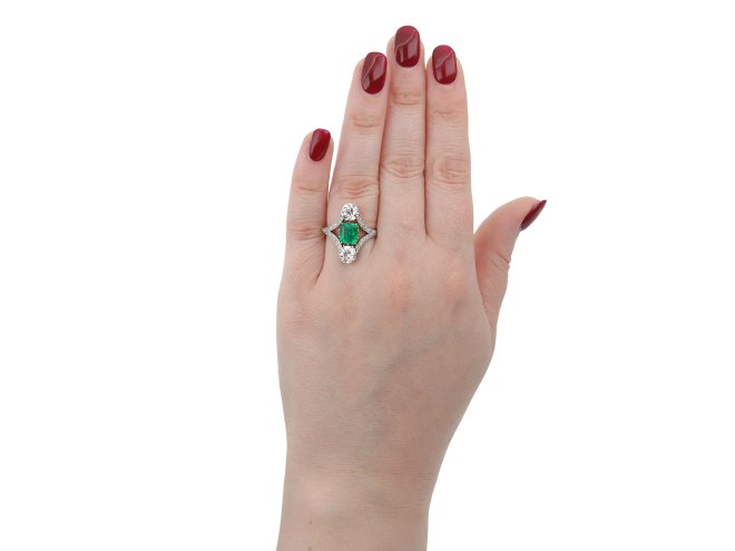 Colombian emerald diamond cluster ring berganza hatton garden