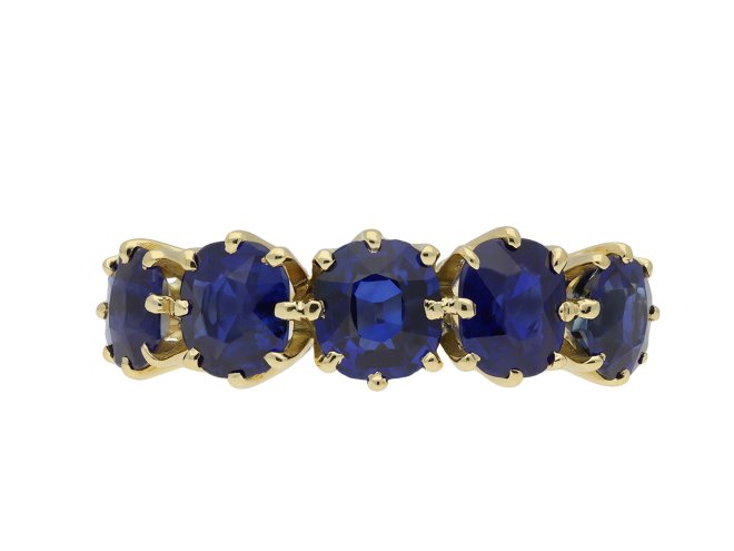 Sapphire five stone ring hatton garden