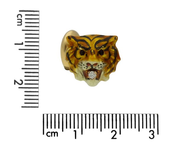 Diamond and enamel tiger cufflinks berganza hatton garden