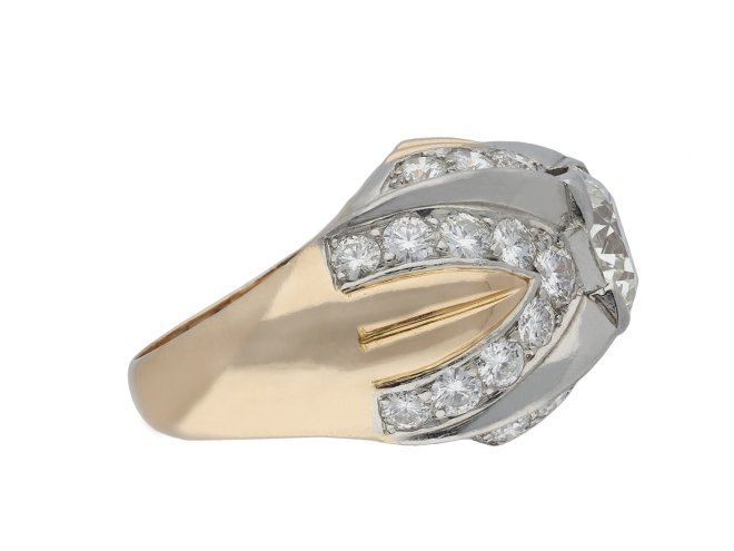 Diamond bombé cocktail ring, French, hatton garden