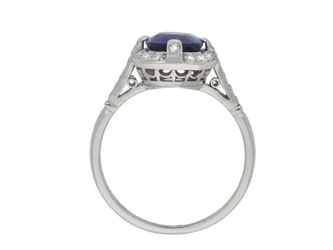 Edwardian Royal Blue Burmese sapphire diamond ring hatton garden