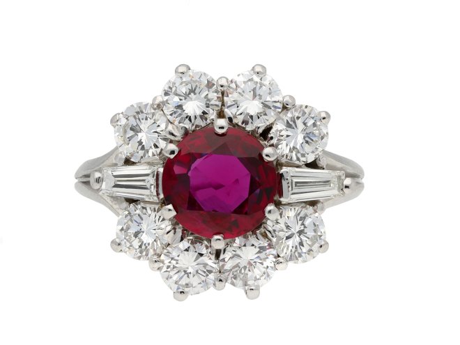 Ruby and diamond cluster ring hatton garden