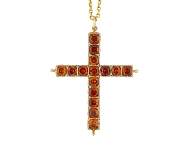 Victorian Hessonite Garnet cross pendant hatton garden