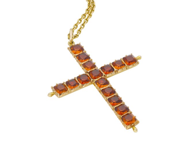 Victorian Hessonite Garnet cross pendant hatton garden