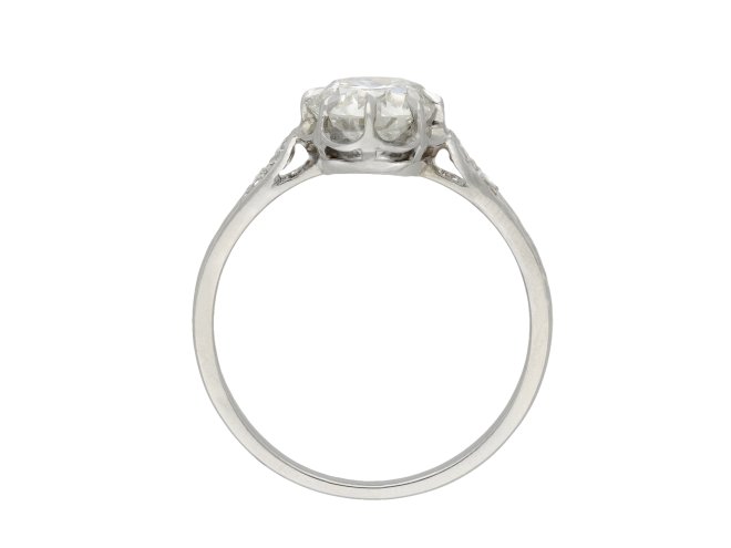 Belle Époque Diamond flanked solitaire ring hatton garden