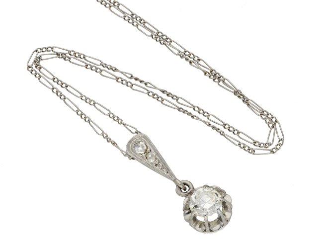 Old cut diamond drop pendant hatton garden