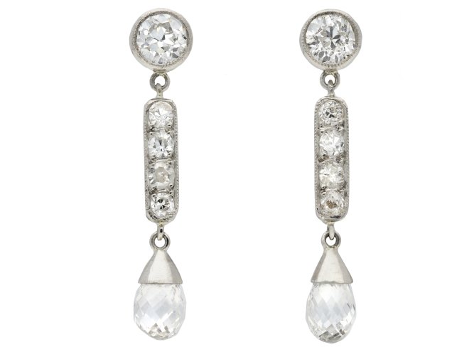 Art Deco diamond drop earrings hatton garden