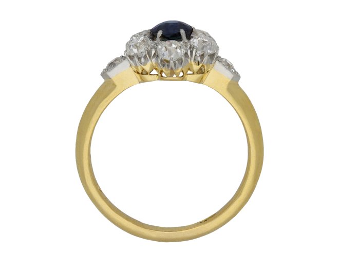 Edwardian sapphire and diamond coronet cluster ring hatton garden