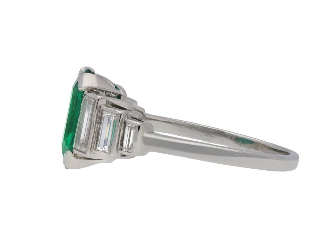 Art Deco Colombian emerald diamond solitaire ring hatton garden