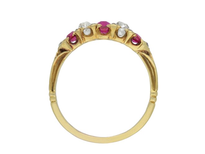 Burmese ruby and diamond five stone ring hatton garden