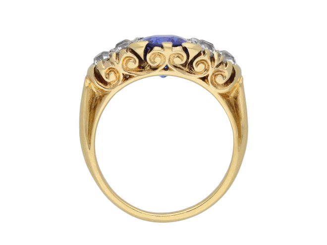 Burmese sapphire and diamond seven stone ring hatton garden