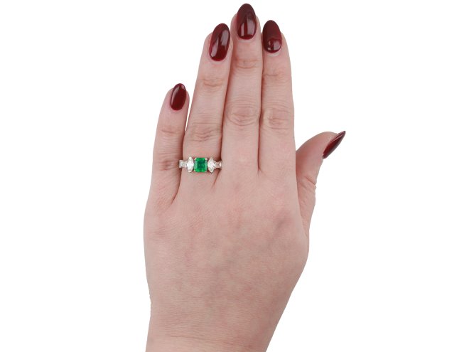 Colombian emerald and diamond ring, circa 1950. Hatton Garden