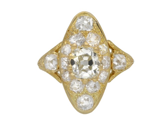 Belle Époque diamond cluster ring, French hatton garden