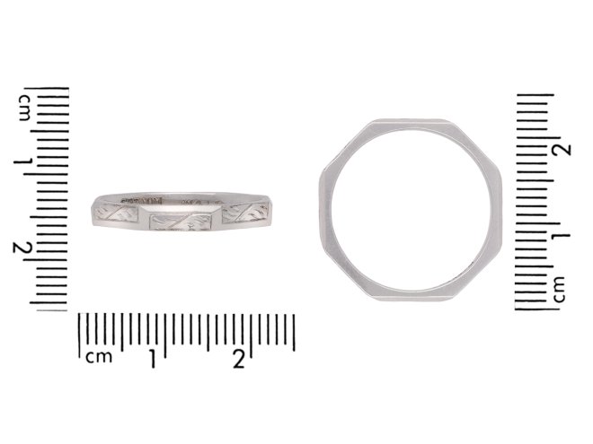 Engraved platinum wedding band, circa 1930. Hatton Garden