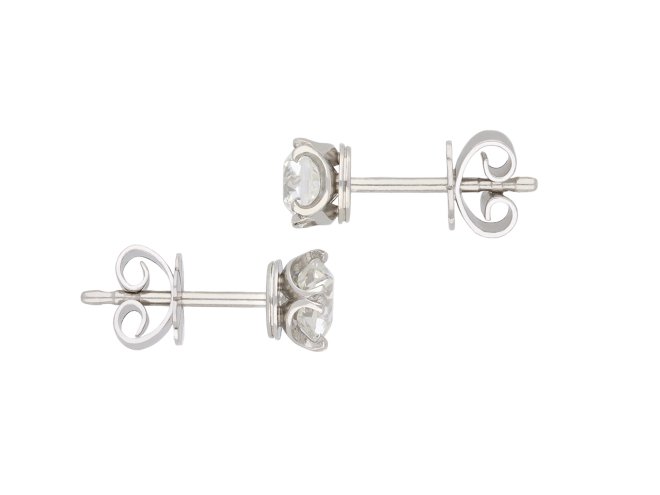 Old cut diamond stud earrings, circa 1915. Hatton Garden