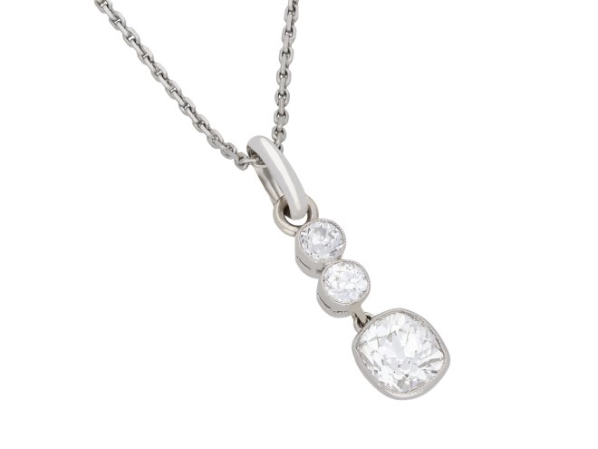 Old mine diamond drop pendant, circa 1915. Hatton Garden