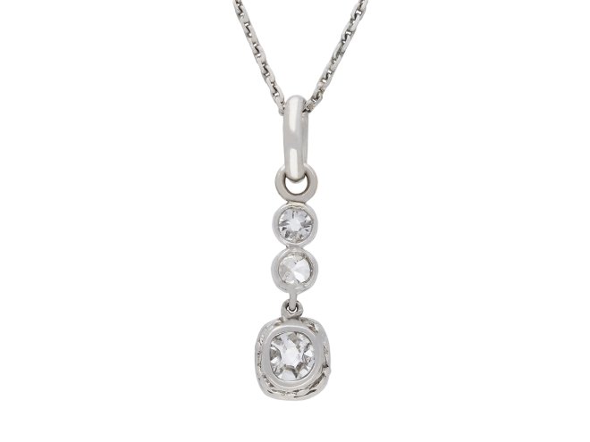 Old mine diamond drop pendant, circa 1915. Hatton Garden