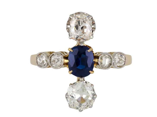 Edwardian Sapphire and Diamond ring circa 1910 hatton garden