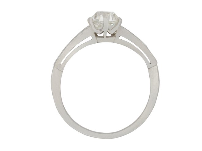 Diamond flanked solitaire ring, circa 1940 hatton garden