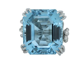 Art Deco Aquamarine and diamond ring, circa 1930. hatton garden