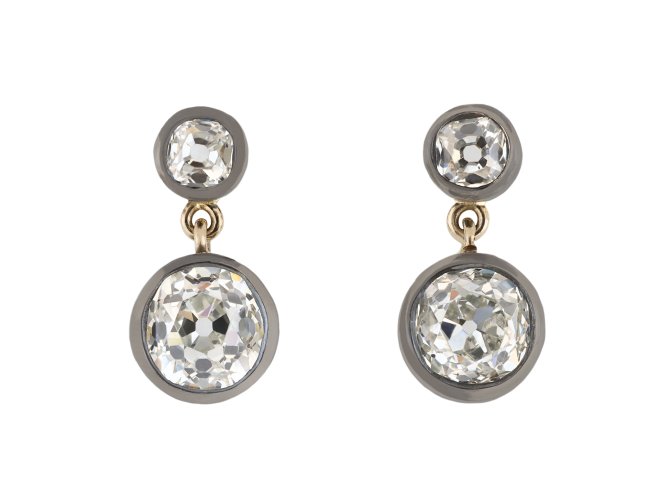 Diamond drop earrings, circa 1900 hatton garden