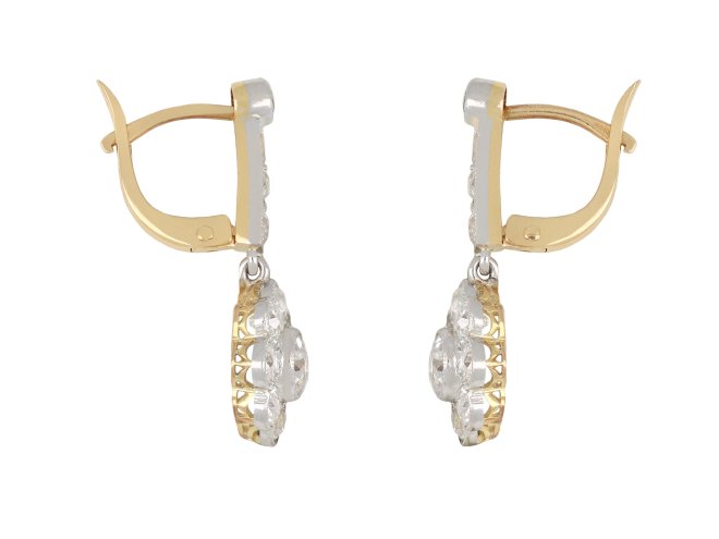 Edwardian diamond drop earrings hatton garden