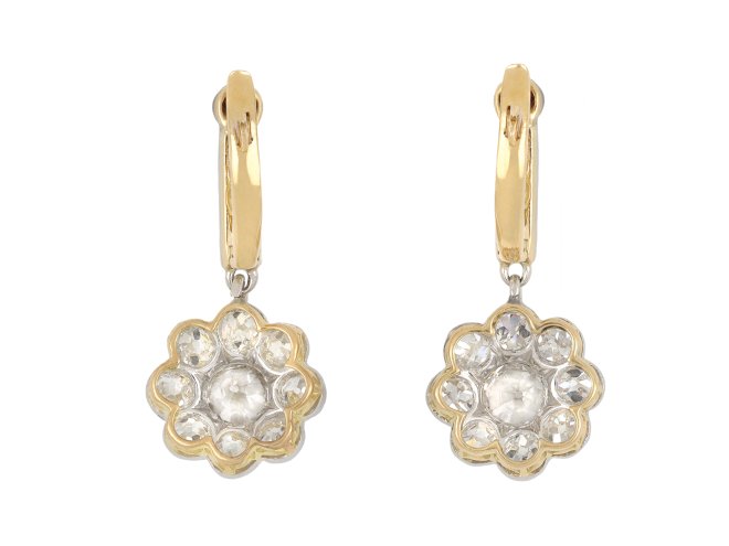 Edwardian diamond drop earrings hatton garden