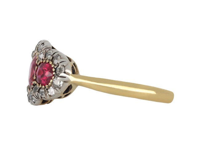 Victorian Ruby and Diamond Cluster Ring hatton garden