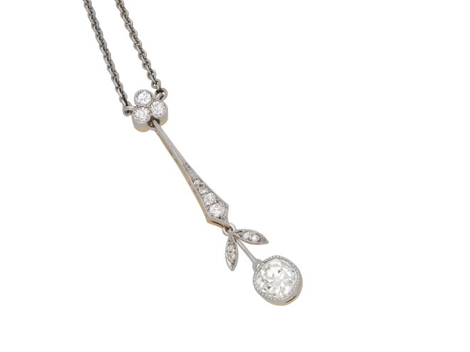 Old mine diamond drop pendant, circa 1915. Hatton Garden