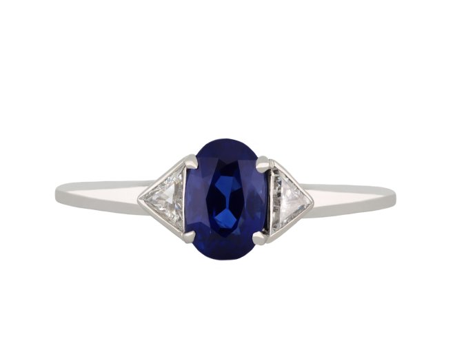 Vintage sapphire and diamond flank solitaire ring hatton garden