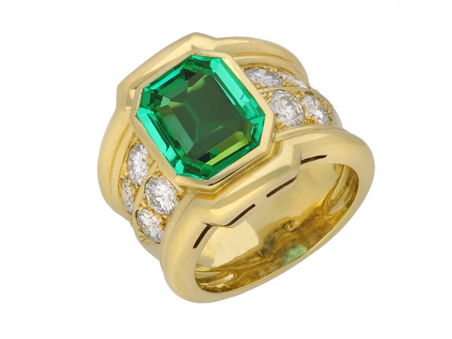 Colombian emerald and diamond ring, circa 1970 hatton garden