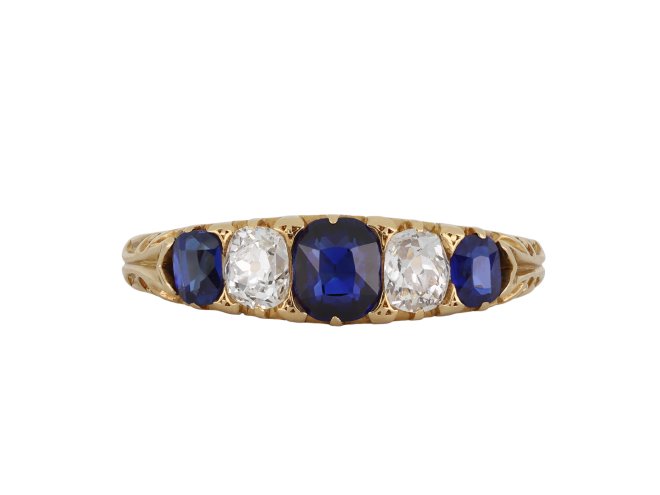 Victorian sapphire and diamond five stone ring hatton garden