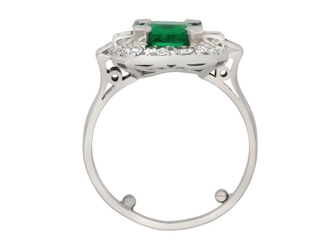 Art Deco Colombian emerald and diamond cluster ring hatton garden