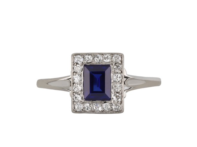 Sapphire and Diamond cluster ring, circa 1920 hatton garden