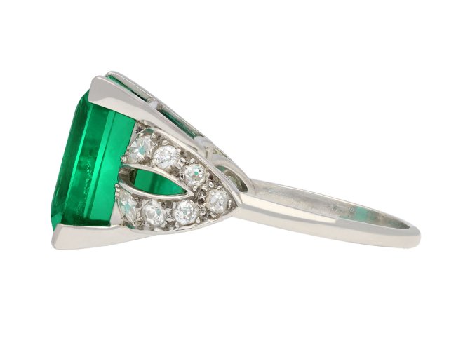 Colombian emerald and diamond ring, circa 1925.  Hatton Garden