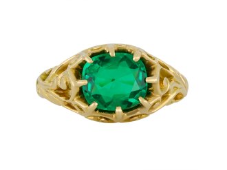 Belle Époque Colombian emerald solitaire ring, French, circa 1895. Hatton Garden